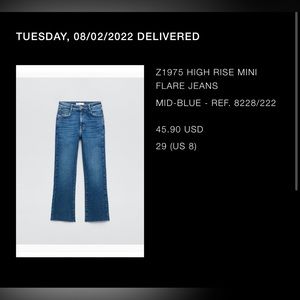 Zara High Rise Mini Flare Jeans Size 29 (US 8)
